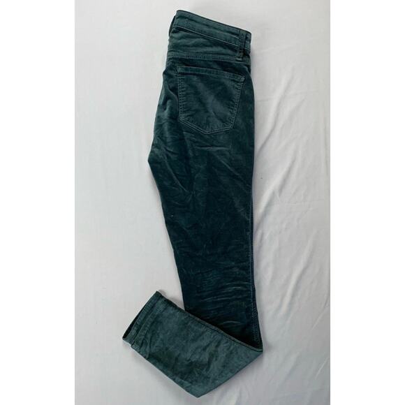 J Brand Zion Mid Rise Skinny Button Pocket Velvet Felt Velour Pants. Green, 25. - Picture 1 of 9